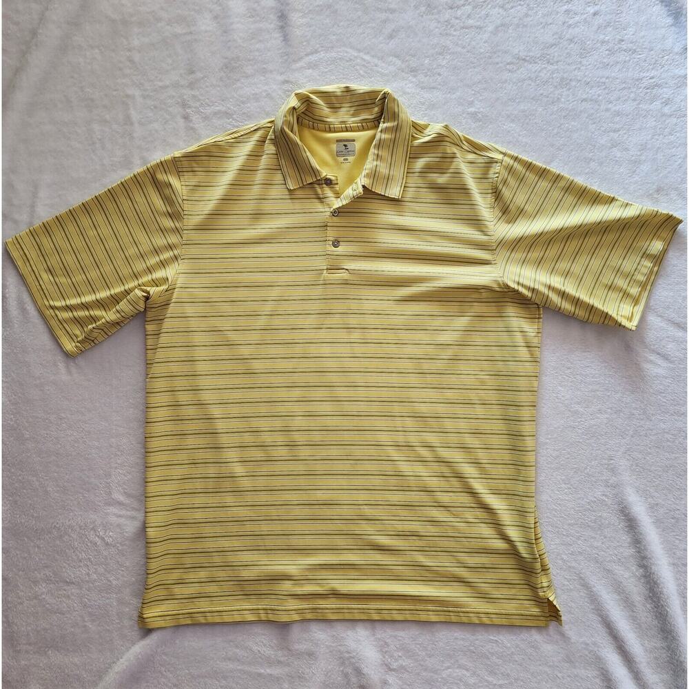 XXL Lone Cyprus Yellow Polo Shirt Pebble Beach Golf Luxury Performance Striped
